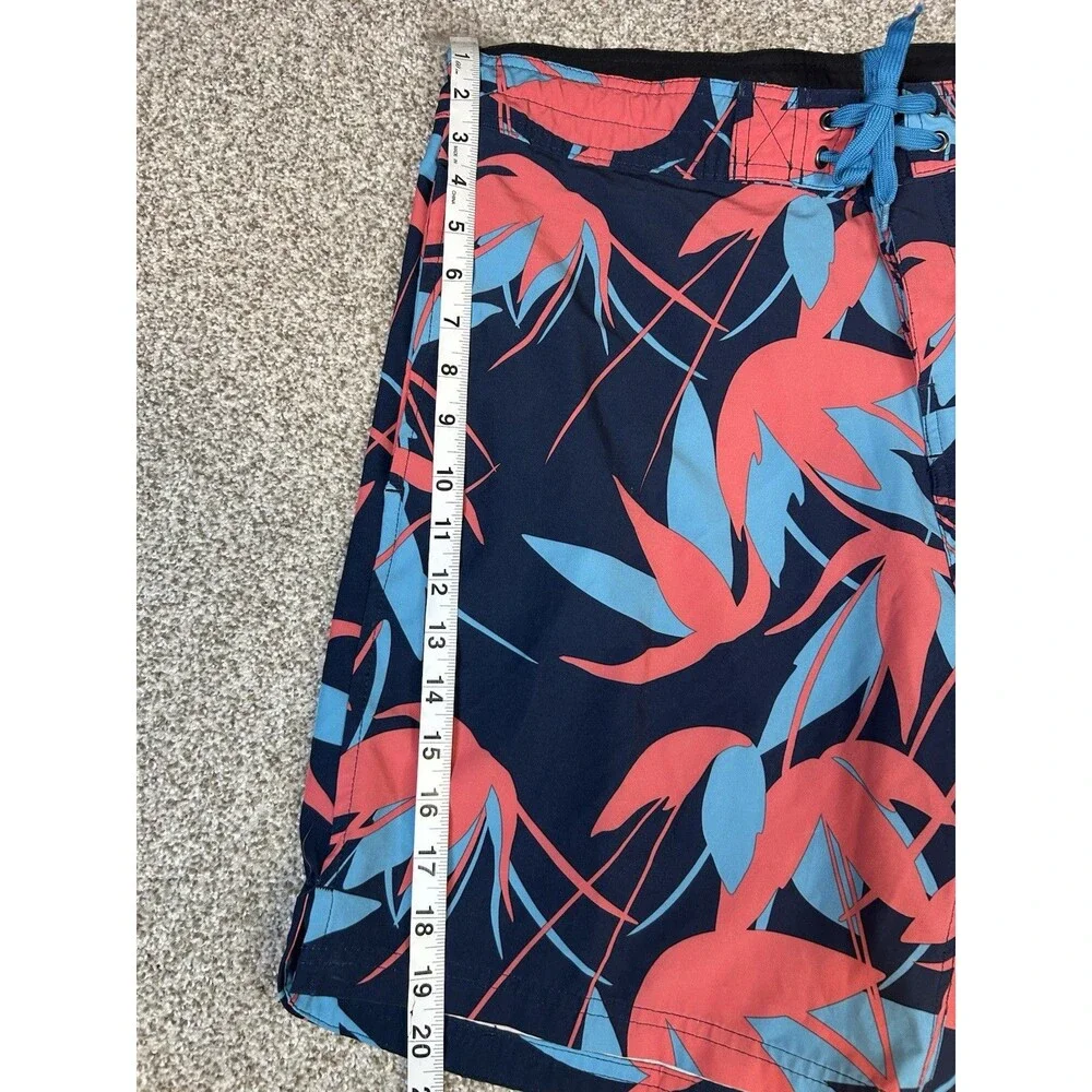 Vintage Surf Style 90's‎ Hawaiian Floral Beach Board Shorts Drawstring Retro 34